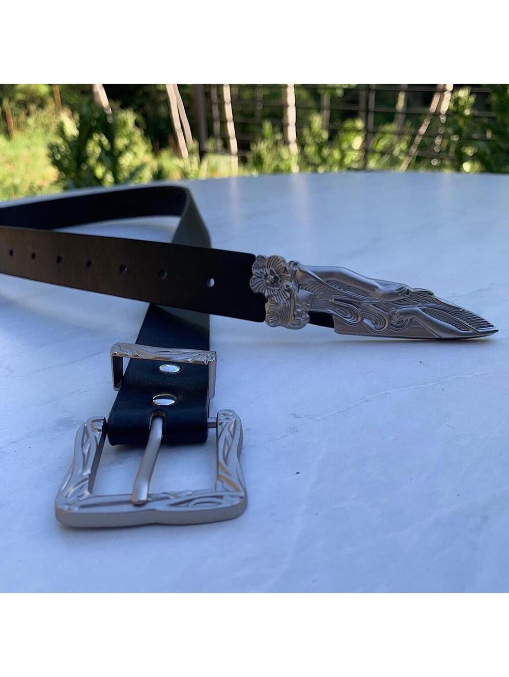 Mermaid angel black and silver belt. Very cool unique belt. Y2k style. 40